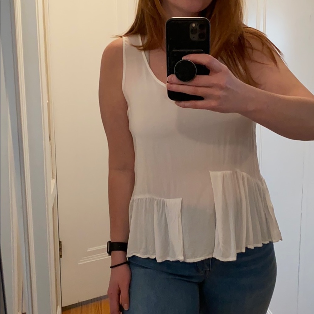Asymmetric white peplum tank
